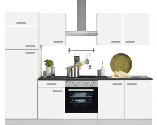 Optifit Küchenzeile mit Geräten Oslo214 270 cm Frontfarbe weiß Matt  Korpusfarbe weiß bei HORNBACH kaufen