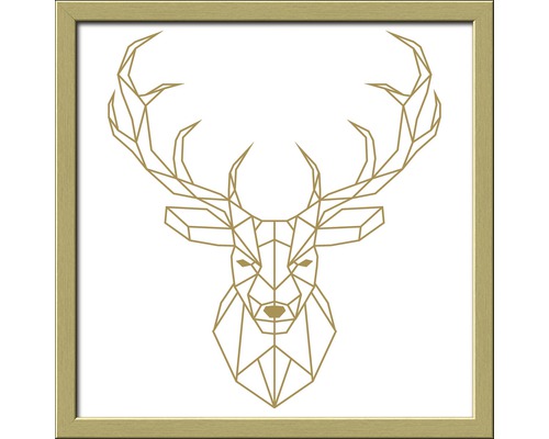 Gerahmtes Bild Golden Polygon Deer 33x33 cm-0