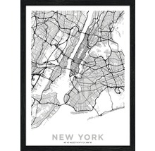Gerahmter New York Stadtplan als Wanddekoration