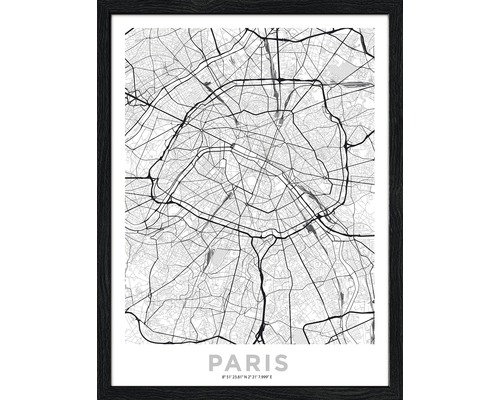 Gerahmtes Bild Paris Citymap 33x43 cm
