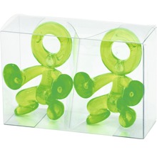 Zwei grüne Roboterfiguren in transparenter Verpackung