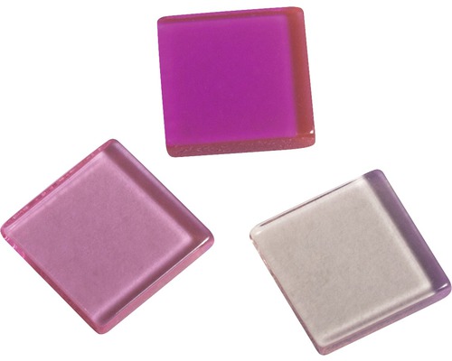 Acryl-Mosaiksteine 1x1 cm 205 Stk transparent rosa Drei quadratische Glasmosaiksteine