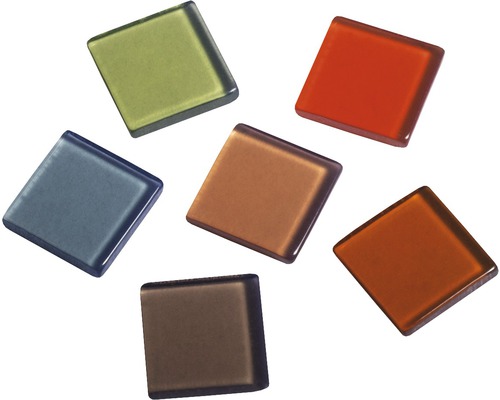 Acryl-Mosaiksteine 1x1 cm 205 Stk transparent braun Sieben quadratische Glasmosaikfliesen in verschiedenen Farben