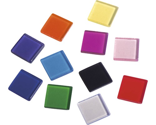 Acryl-Mosaiksteine 1x1 cm 205 Stk transparent bunt Quadratische Glasmosaiksteine in verschiedenen Farben