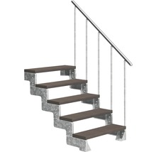 Treppe mit Metallrahmen und Holzstufen