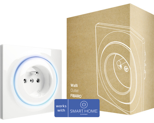 Fibaro Walli Outlet Typ E intelligente Steckdose FIBEFGWOE-011 mit Repeaterfunktion weiß - Kompatibel mit SMART HOME by hornbach