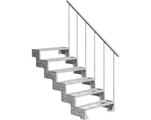 Aussentreppe Pertura Tallis mit Geländer 6 Steigungen Einlegestufen 100 cm Stahl Metalltreppe mit Handlauf