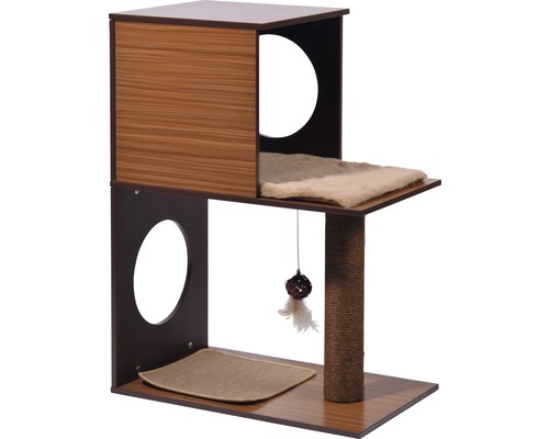 Katzenkratzbaum mit Schlafbox, Liegefläche und Spielzeug