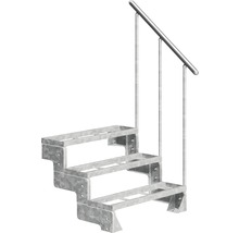 Metalltreppe mit drei Stufen und Geländer