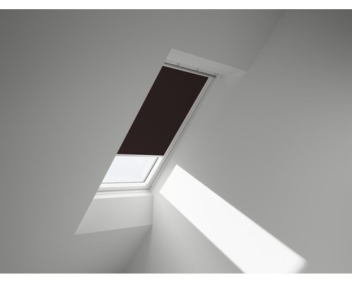 VELUX Verdunkelungsrollo uni dunkelbraun manuell Rahmen weiß DKL C06 4559SWL-0