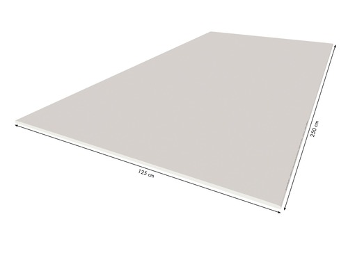 Eine 125 cm breite und 250 cm lange Bauplatte.