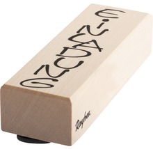 Holzstempel mit der Aufschrift 0-240250-E