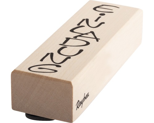 Holzstempel mit der Aufschrift 0-240250-E