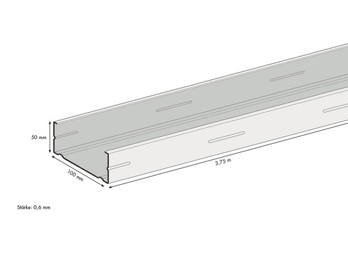 Metallprofil mit den Maßen 3,75 Meter mal 100 Millimeter mal 50 Millimeter