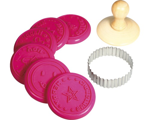 Keksausstecher Set mit Stempelmotiven und Teigrädchen