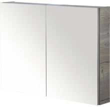 Spiegelschrank mit zwei Türen und Holzdekor