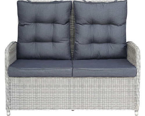 Gartencouch aus Polyrattan mit Sitz- und Rückenkissen für zwei Personen