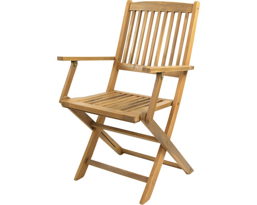 Klappbarer Gartenstuhl aus Holz mit Armlehnen