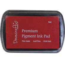 Rotes Premium Pigment Stempelkissen in transparenter Verpackung