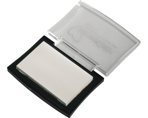 Stempelkissen mit heller Tinte in schwarzem Gehäuse