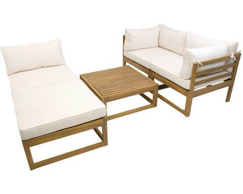 Gartenmöbelset aus Holz mit Sofa, Liege und Tisch