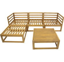 Loungeset 4 -Sitzer bestehend aus: Sessel, Hocker, Tisch Holz inkl. Auflagen-thumb-12