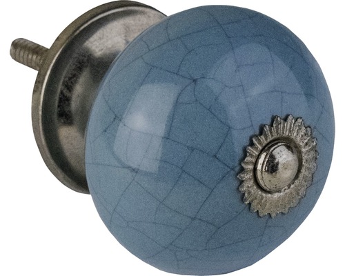 Möbelknopf aus Keramik mit Rissmuster und Metallelementen