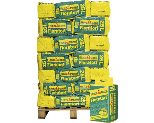 Floratorf Floragard (42 Sack x 25 Liter=1,05 m³) 1 Palette Palette mit mehreren Säcken Blumenerde mit einem Volumen von je 25 Litern