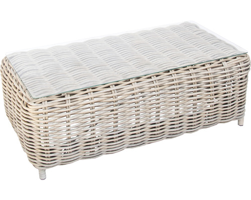 Rattan Couchtisch mit Glasplatte