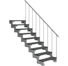Gerade Treppe mit Metallgestell und Handlauf