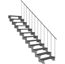 Treppe mit Metallrahmen und Holzstufen
