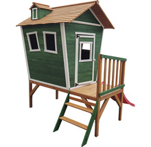 Spielhaus aus Holz mit Rutsche, Leiter und Plattform