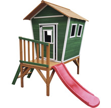 Spielhaus aus Holz mit Rutsche