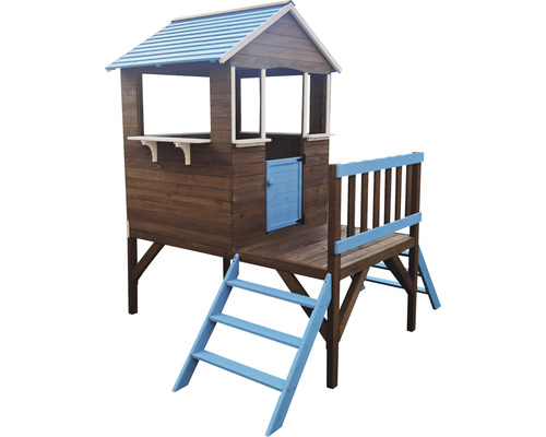 Holzspielhaus mit Plattform, Treppe und Dach