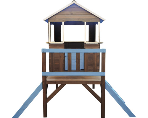 Spielhaus auf Stelzen mit Treppe 197 x 156 x 197 cm braun blau