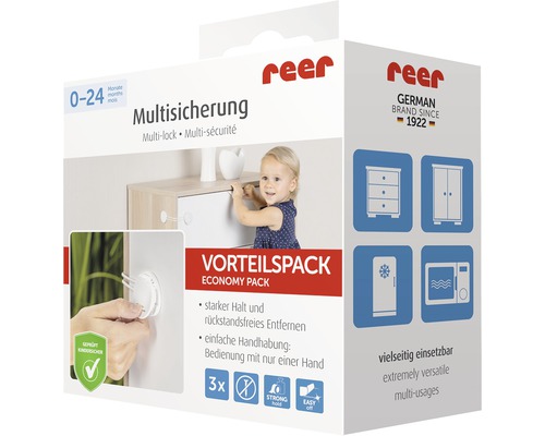 Reer Multisicherung Vorteilspack zur Kindersicherung von Schubladen und Schränken