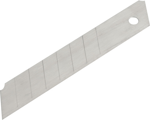 Abbrechklinge aus Metall mit Sollbruchstellen und Loch