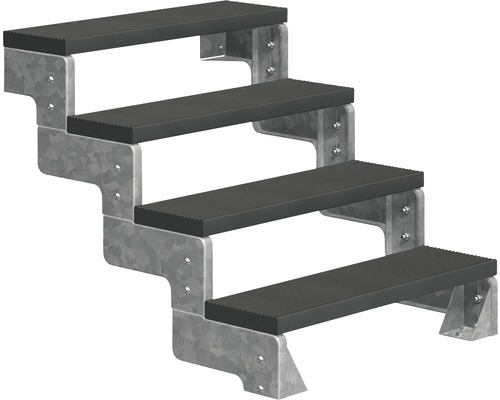 Aussentreppe Pertura Tallis ohne Geländer 4 Steigungen Trimax 100 cm anthrazit
