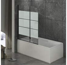 Badewannenaufsatz 2-teilig basano 112 x 142 cm Glasdekor Querstreifen Profilfarbe schwarz-thumb-0
