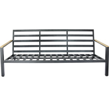 Gartenmöbelset GARDEN PLACE 5-Sitzer 4tlg. anthrazit grau aus robustem Aluminium und Teakholz, inkl. Auflagen