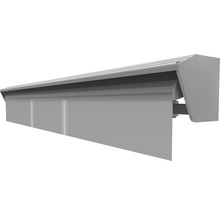 Halbkassettenmarkise Molveno 4x3 Stoff grau gestreift Gestell RAL 9006 weißaluminium Antrieb links inkl. Motor,Fernbedienung und Nothandkurbel-thumb-4