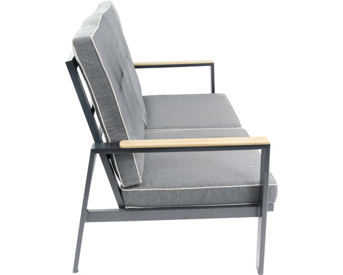 Gartensitzgruppe mit Aluminiumrahmen und grauen Kissen