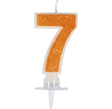 Zahlenkerze "7" mit Glitter und Halter