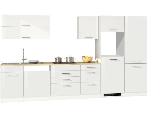 Held Möbel Küchenzeile Mailand 360 cm Frontfarbe weiß Hochglanz Korpusfarbe  weiß bei HORNBACH kaufen