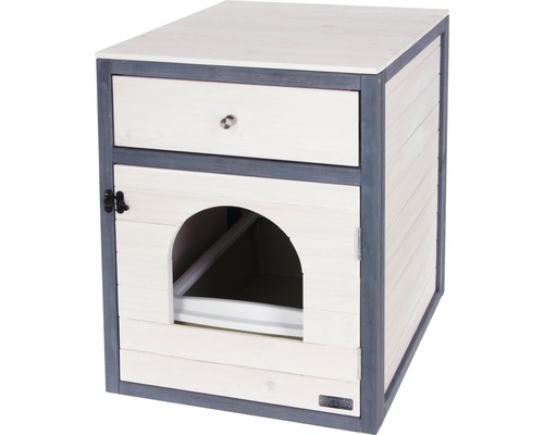 Katzenhaus aus Holz mit Schublade und Eingang