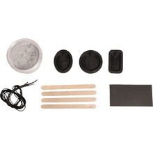 Schmuckset mit Gießpulver, Formen, Stäbchen, Schnur und Schleifpapier
