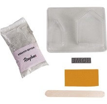 Rayher Kreativ-Beton Bastelset mit Gießform, Betonpulver, Holzstäbchen, Schleifpapier und Stempel