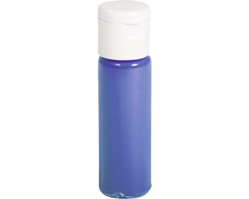 Blaue Farbflasche mit weißem Deckel