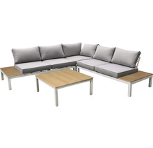 Gartensitzgruppe mit Ecksofa, Kissen und Tisch für den Außenbereich
