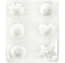 Silikonform mit Motiven von Blume, Herz und Stern